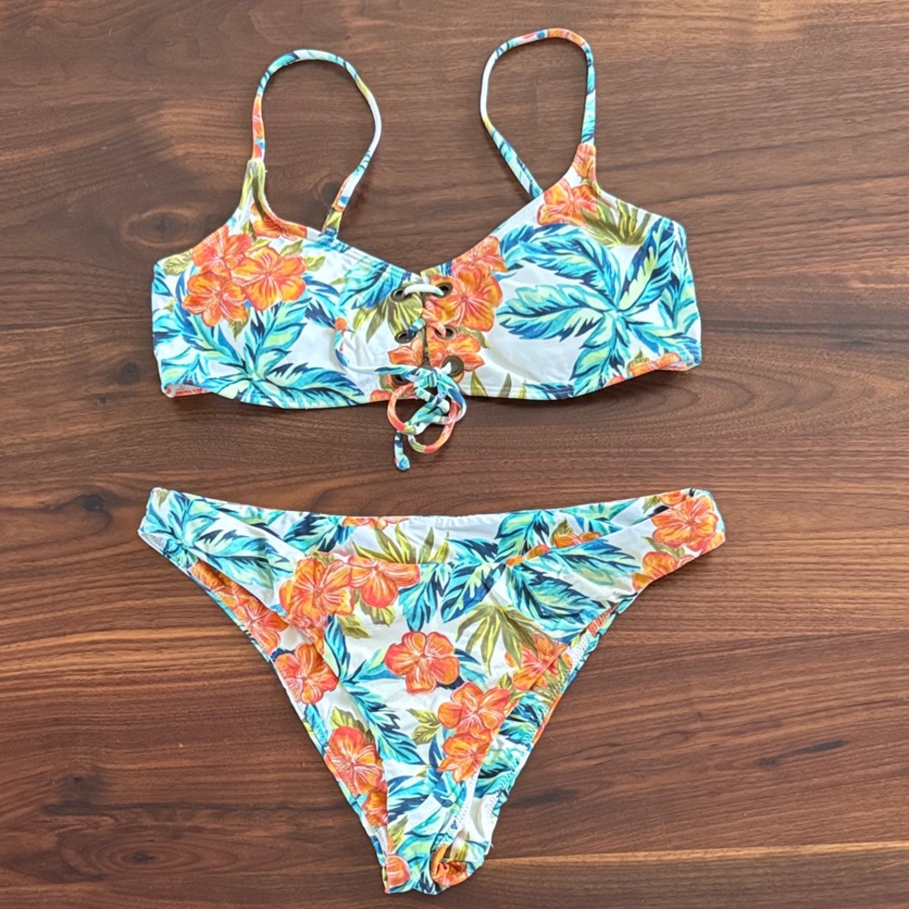 O'Neill Floral Bikini - Orange and Blue